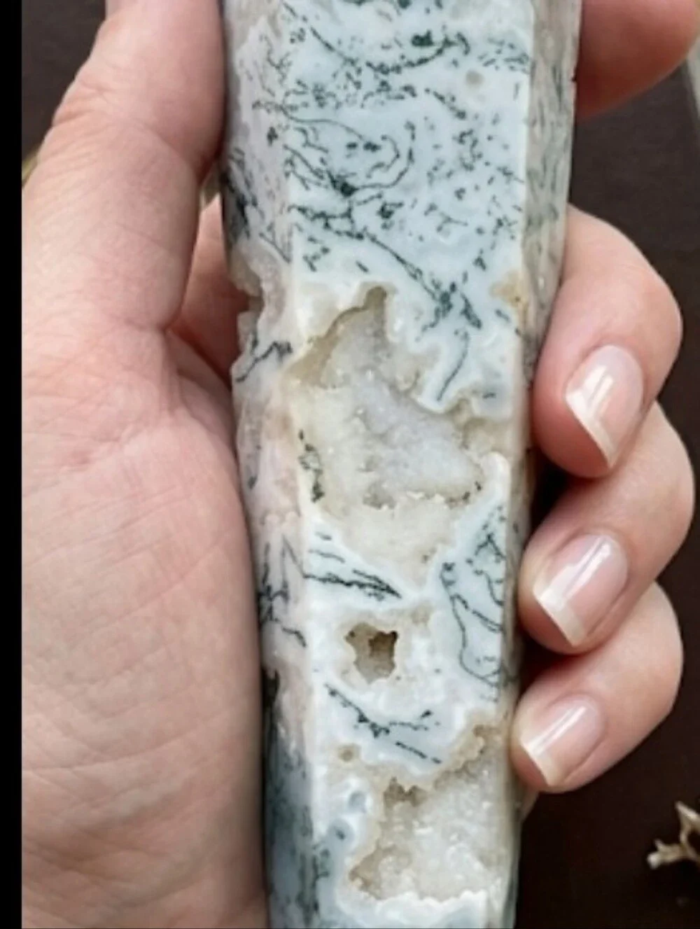 AAA Water Moss Agate Statement Wand • Large 7